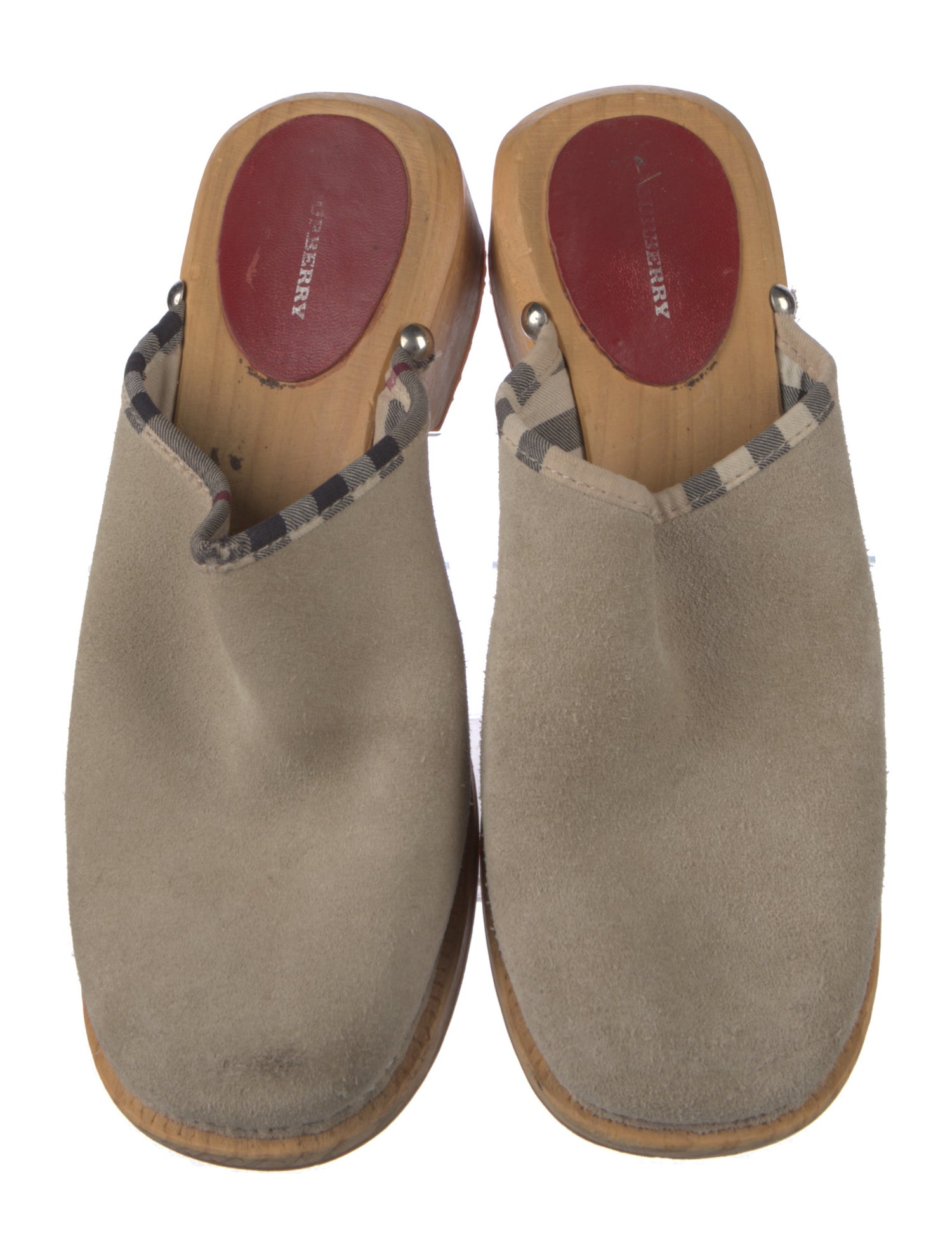 Burberry Nova Check Pattern Suede Mules